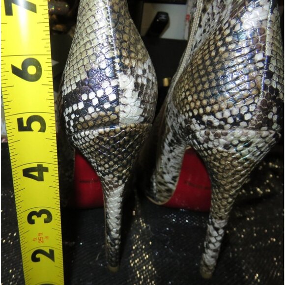 Python Embossed Faux Vegan Leather Stiletto Booties Boots Unbranded fur inside 8 - Picture 4 of 11